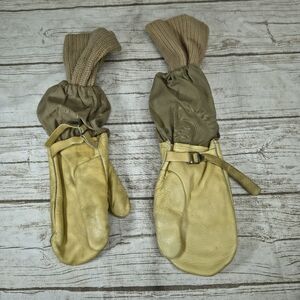 Vintage 1951 US Army Gunners Gloves Mittens Trigger Finger Leather Korean War